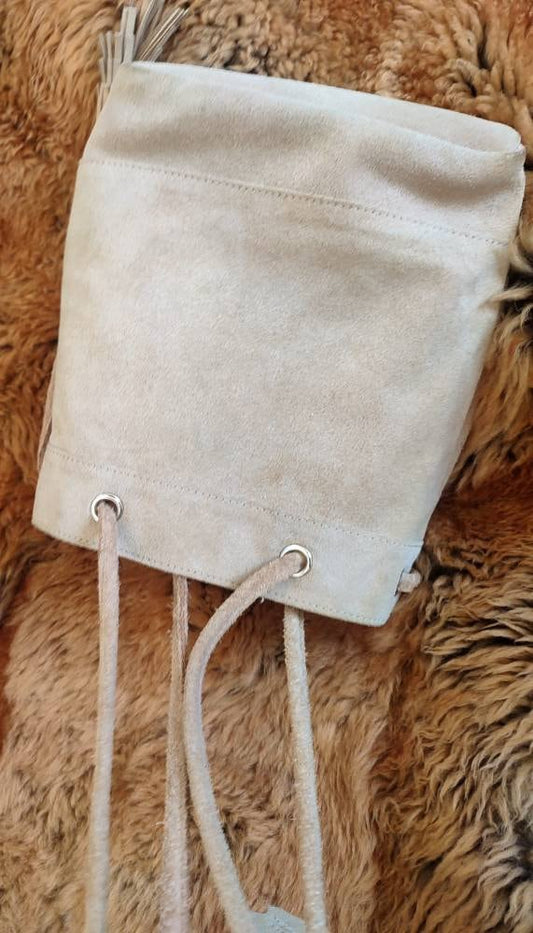 Vintage Suede Compact Handbag | Minimalist brown shoulderbag