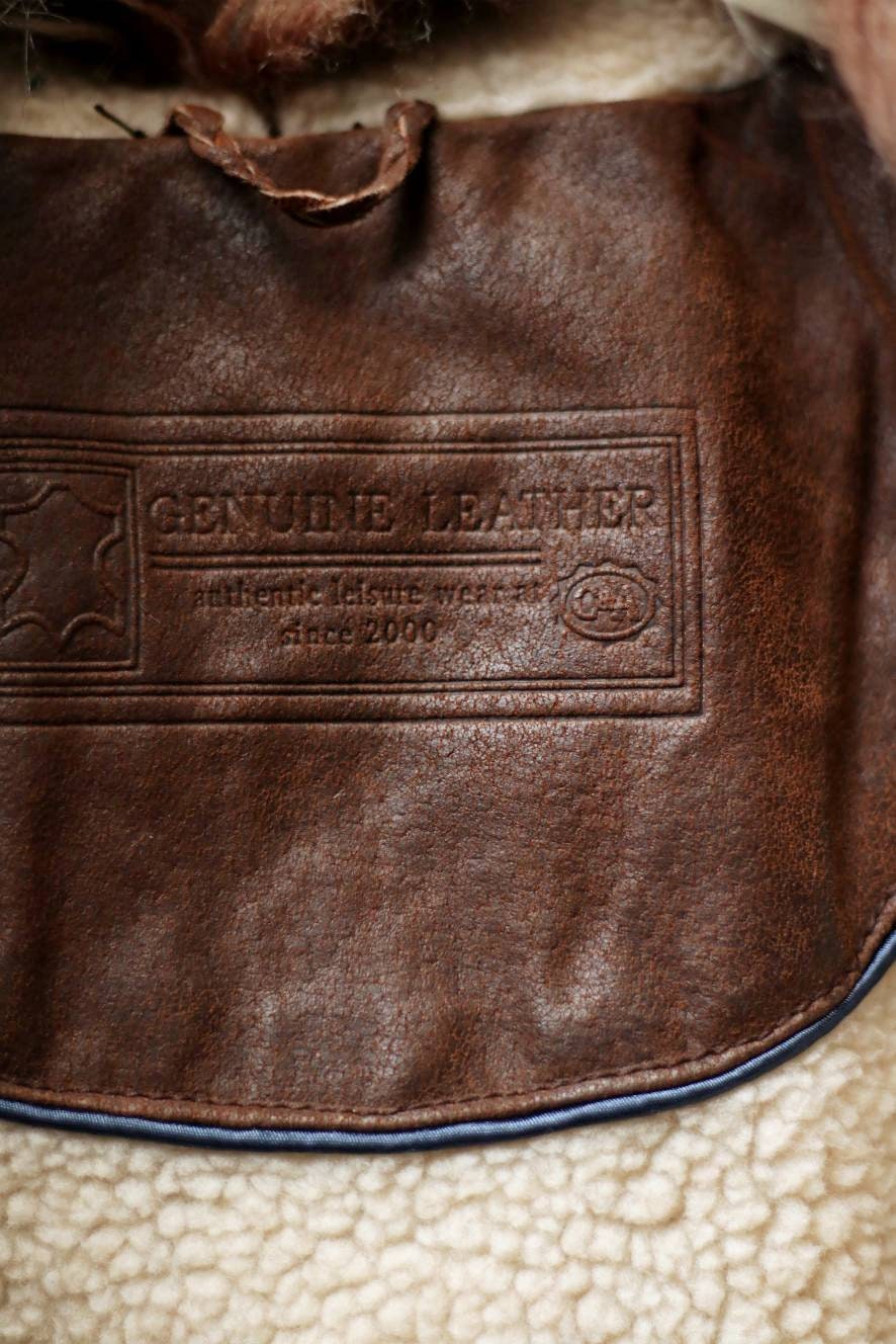 Y2K Leather Jacket with Faux Fur Trimmings| Vintage Brown Fitted Leather Coat with Faux shearling lining |Bohemian Winter Jacket