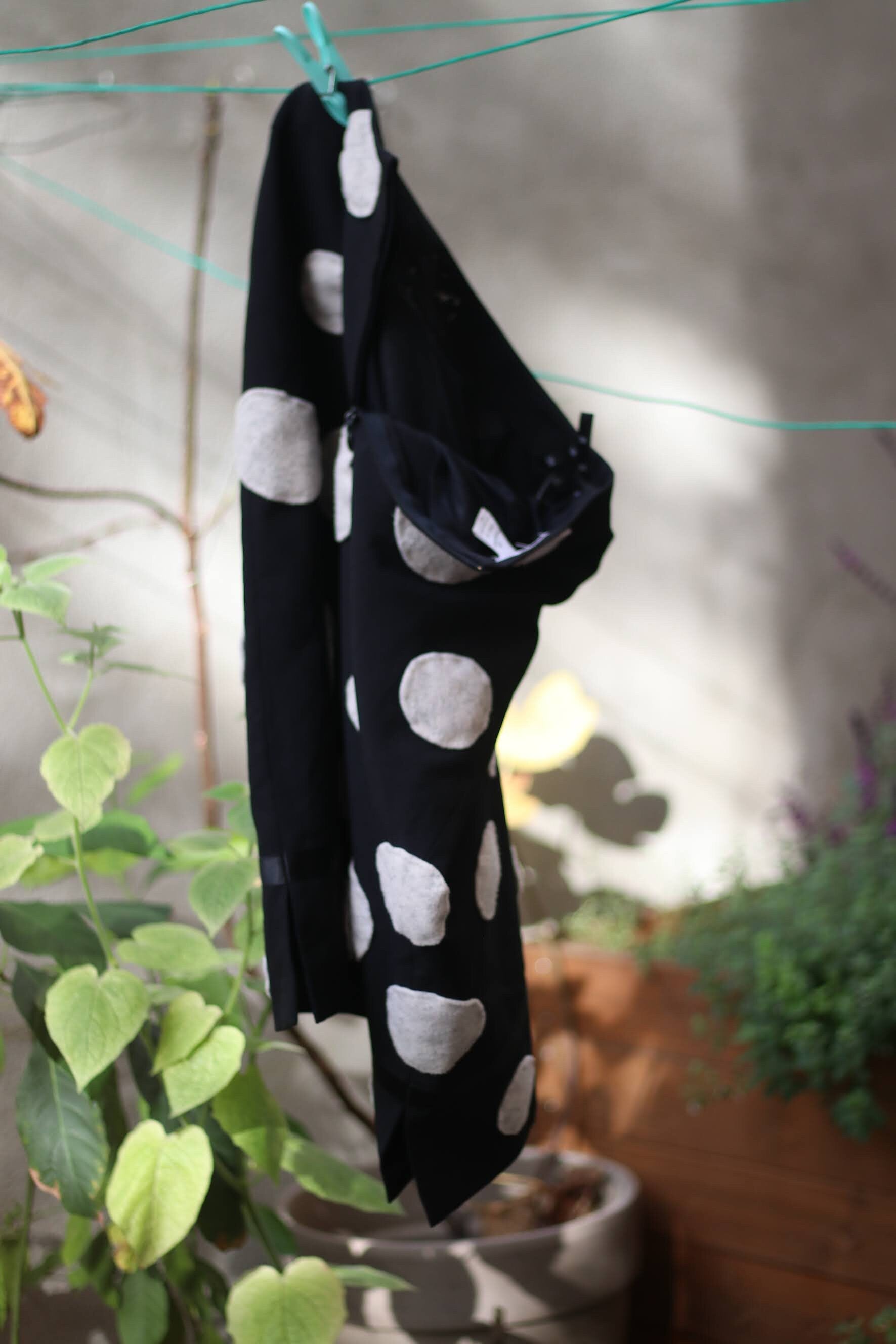90s polka dotted skirt| Vintage quirky black and white whimsical skirt