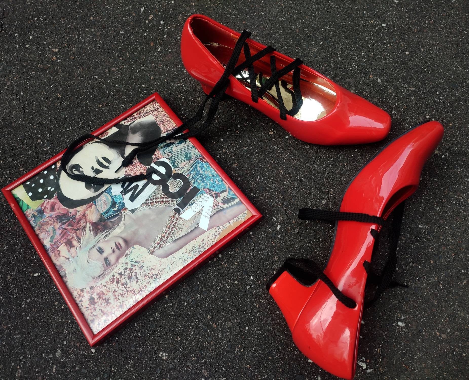 Y2K Pierre Dumas Lace up Pumps| Vintage Orange Synthetic heels with statement lace