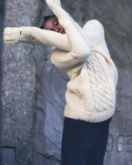 90s Hand Knitted Sweater | Vintage Chunky Collared Pullover