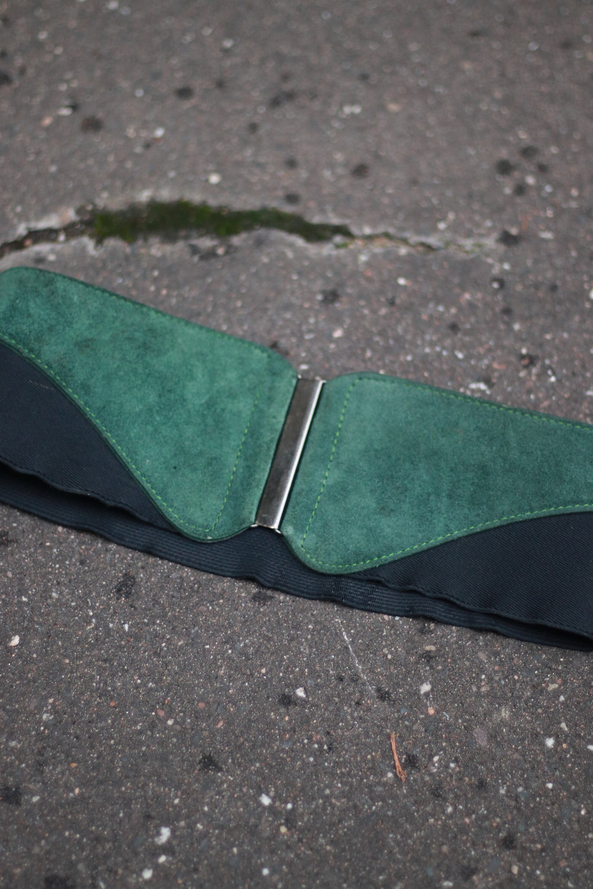 Vintage Suede and Fabric Waist Belt | 80s Statement Belt