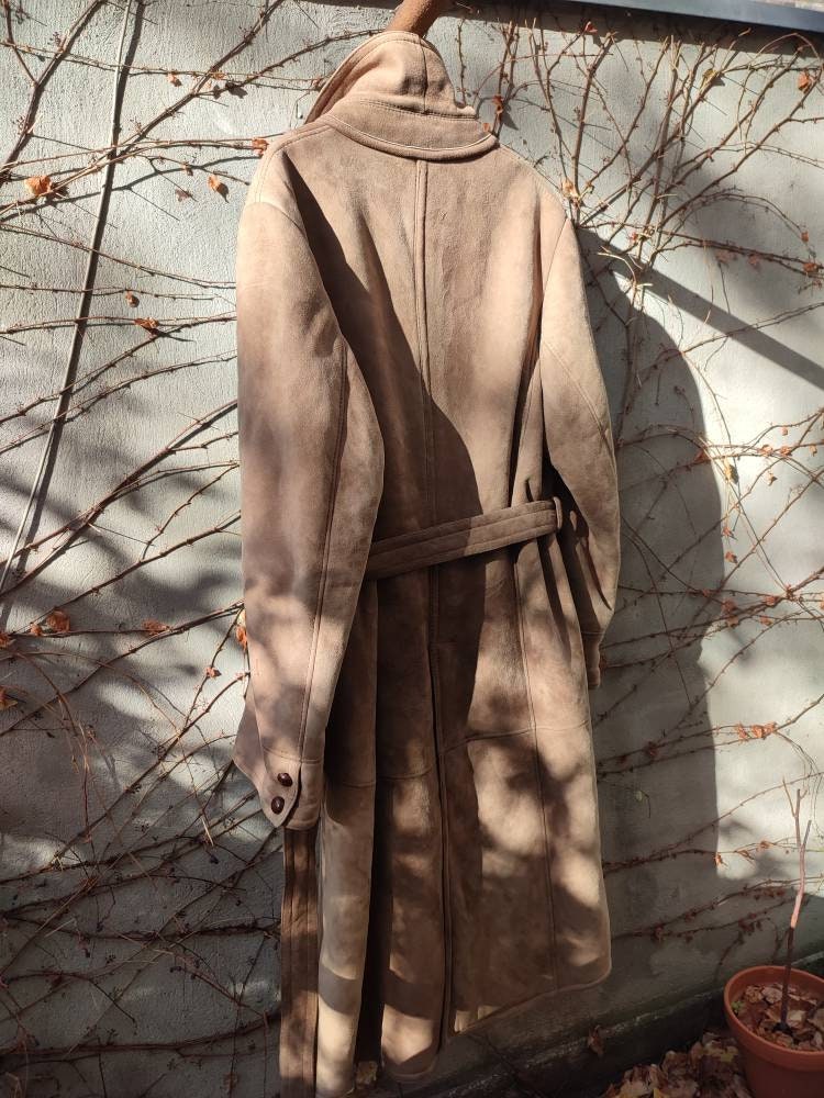80's Rupp & Taureck couture Shearling Coat | Vintage long brown heavyweight winter jacket| Unisex Winter Coat| Men's Winter Coat