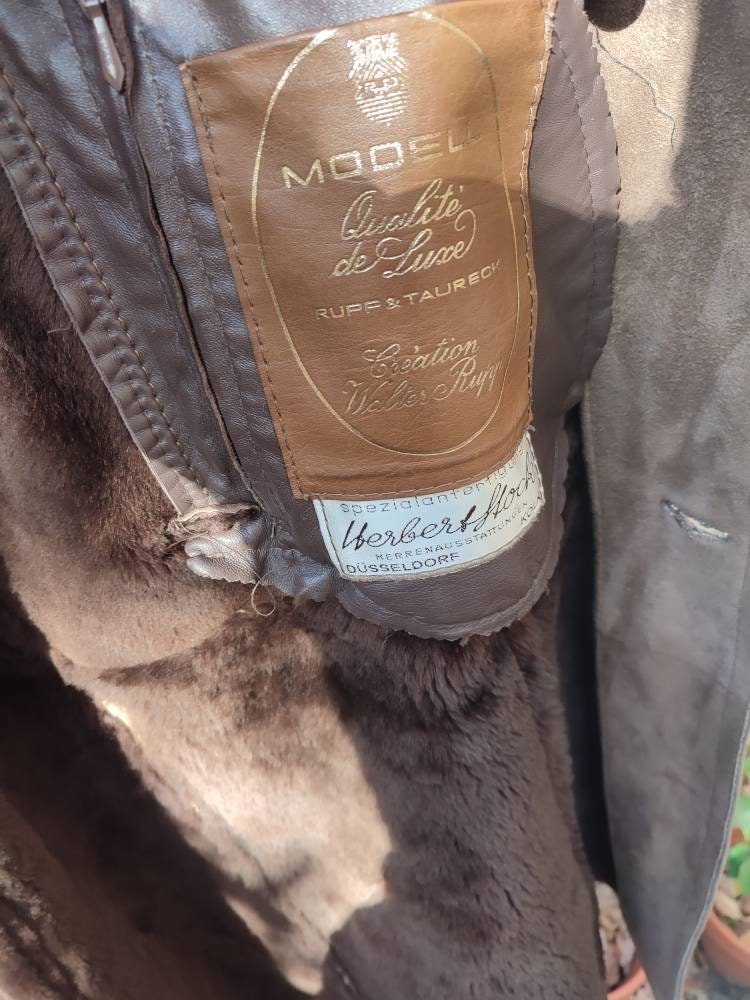 80's Rupp & Taureck couture Shearling Coat | Vintage long brown heavyweight winter jacket| Unisex Winter Coat| Men's Winter Coat