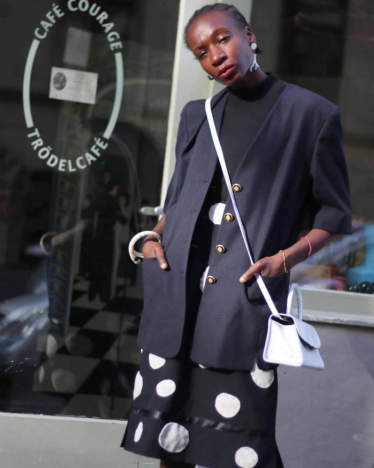 90s polka dotted skirt| Vintage quirky black and white whimsical skirt