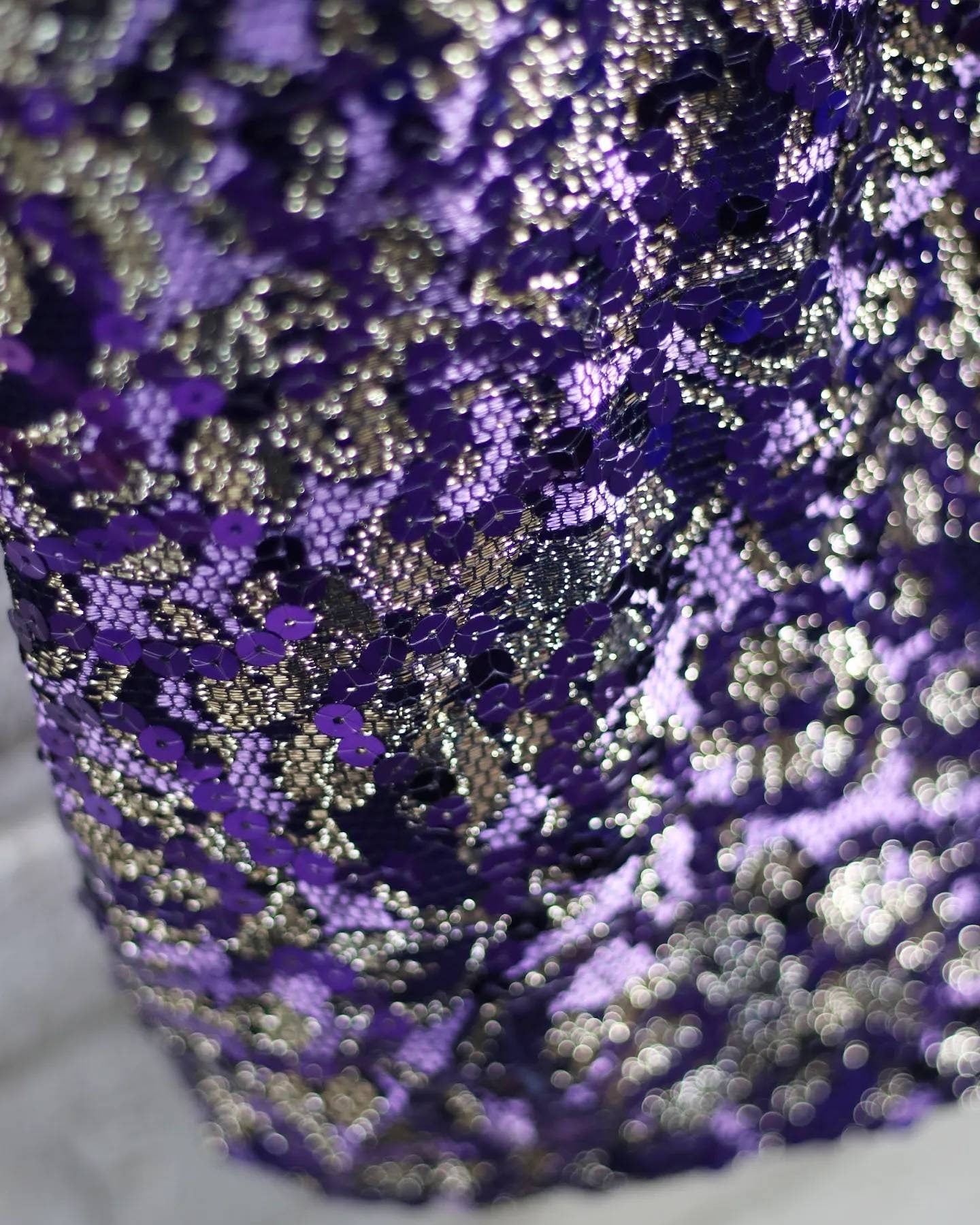 80s Dave & Johnny Sequinned Dress/ Vintage Purple Prom Dress with Statement sleeves /
