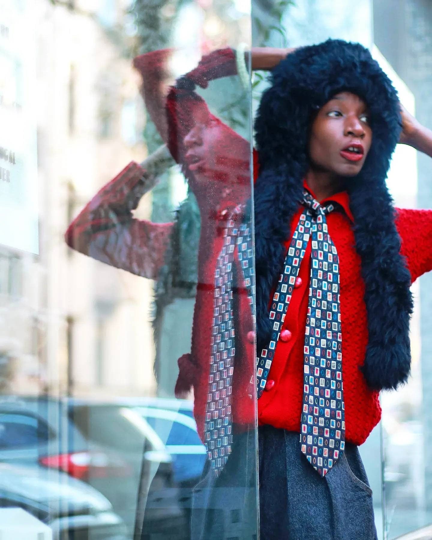 Vintage red cardigan | 90s Winter buttoned down knit