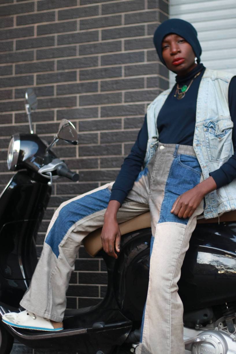 Y2K Patchwork Denim | Vintage blue jeans denim and corduroy with patchwork details
