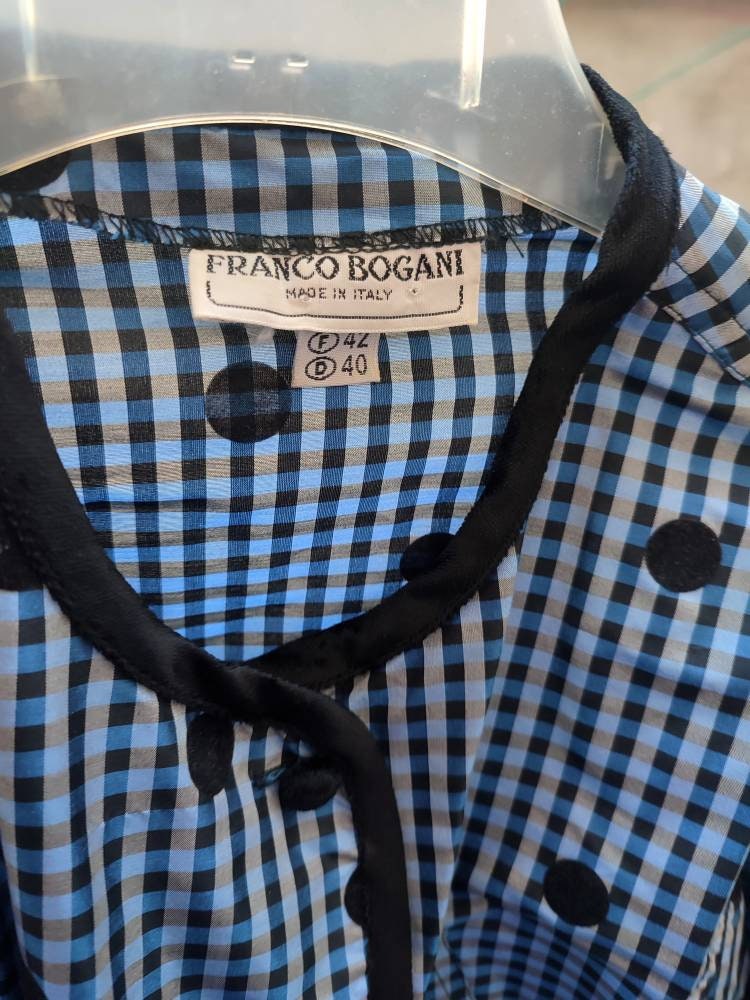 Vintage Franco Bogani Polka Dotted Blazer | 80s Blue and Black Quirky Design Made in Italy