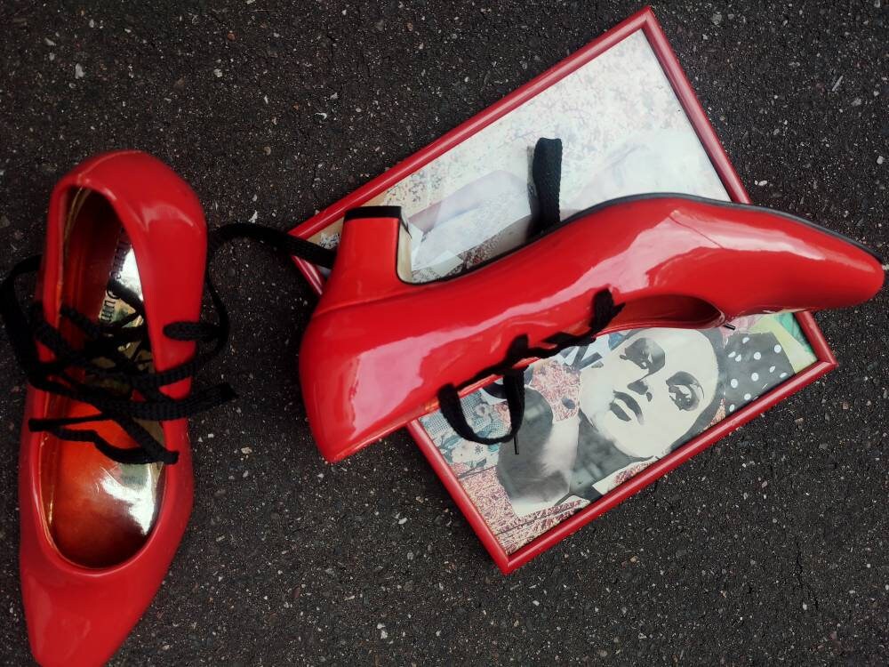 Y2K Pierre Dumas Lace up Pumps| Vintage Orange Synthetic heels with statement lace