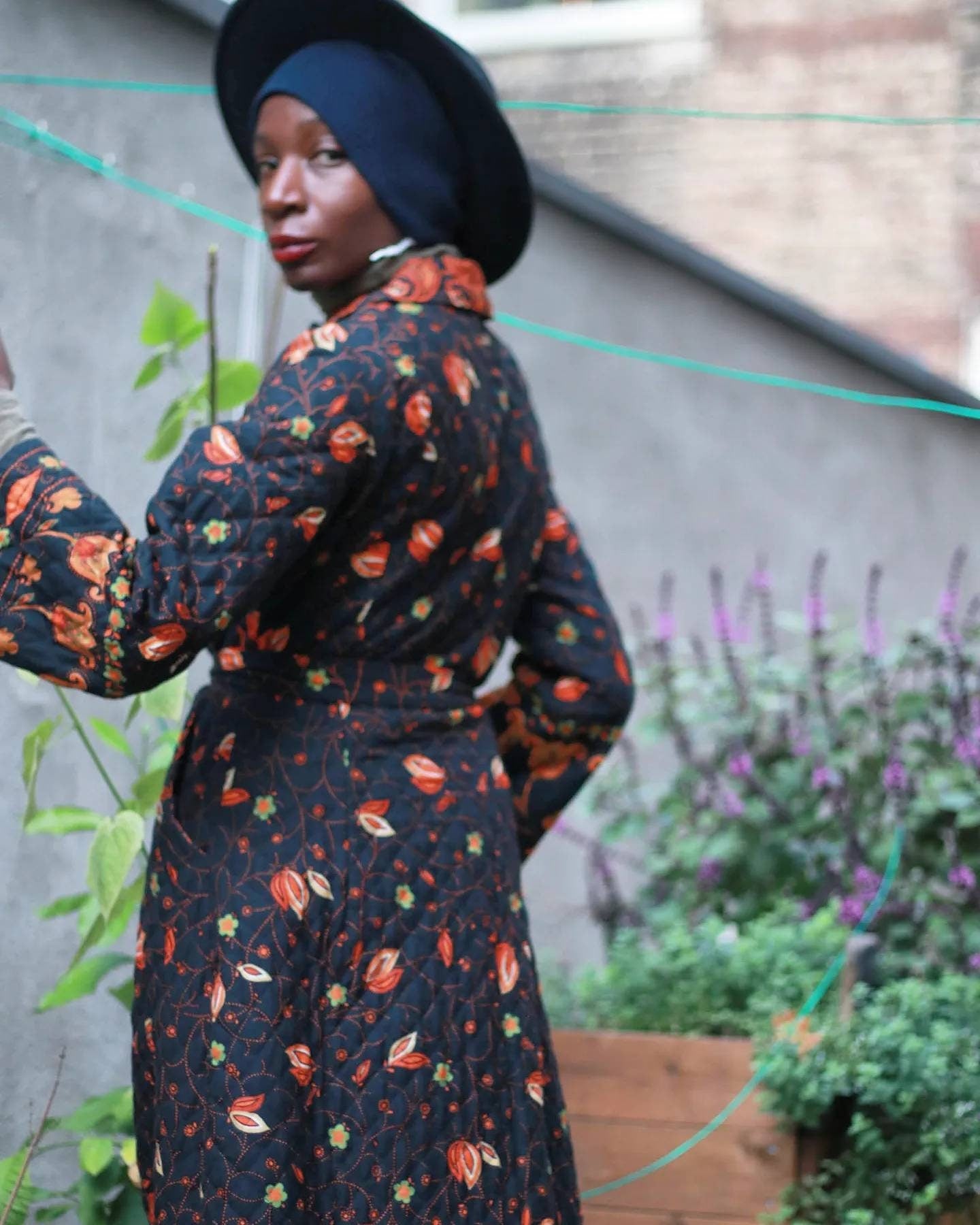 70s Floral Print Dress | Vintage bohemian padded maxi dress with tie