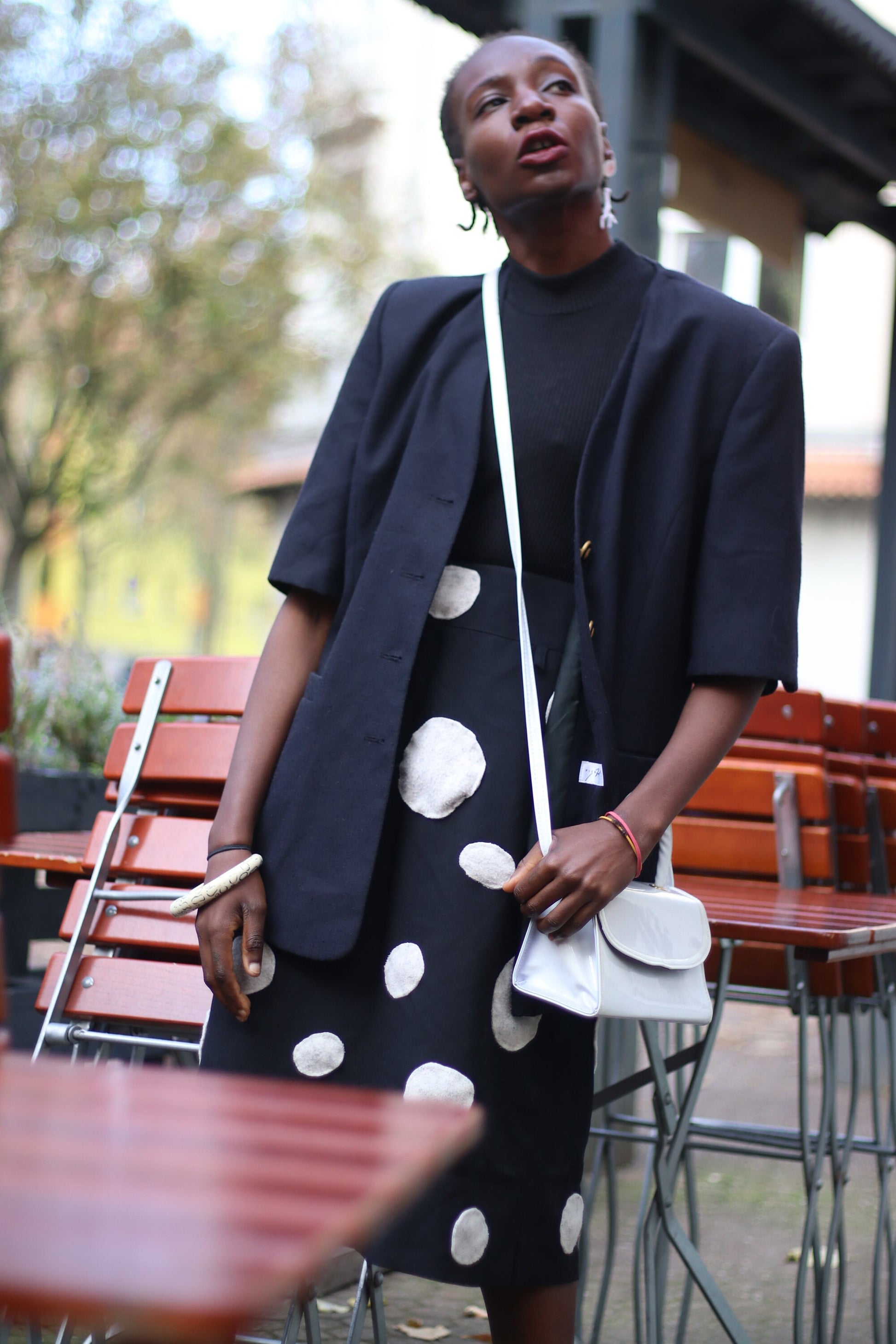 90s polka dotted skirt| Vintage quirky black and white whimsical skirt