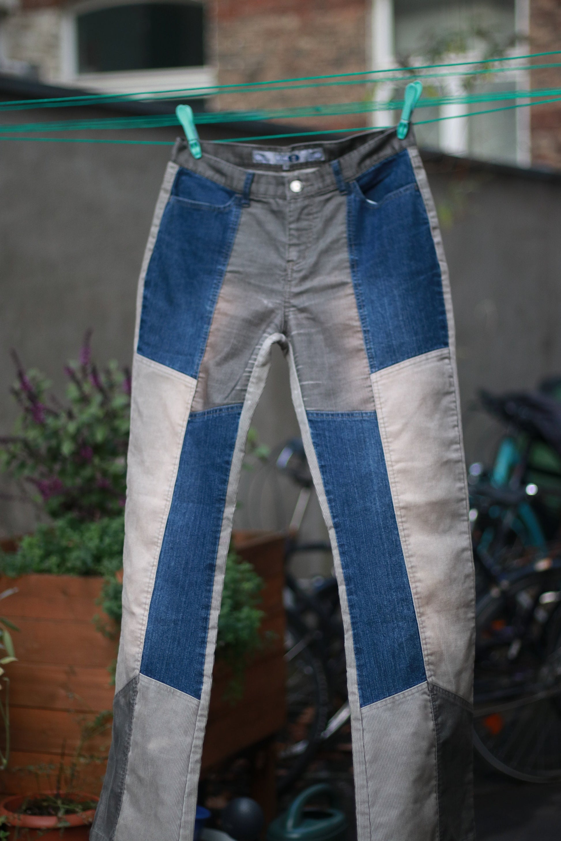 Y2K Patchwork Denim | Vintage blue jeans denim and corduroy with patchwork details