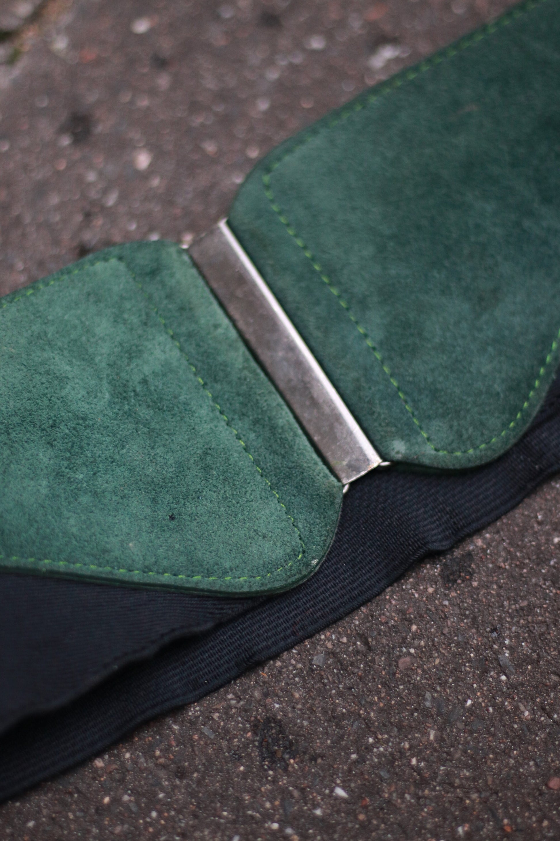 Vintage Suede and Fabric Waist Belt | 80s Statement Belt