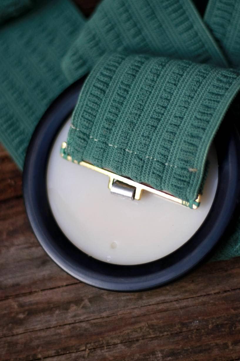 70s handmade waist belt in green | Vintage belt with pastoral image
