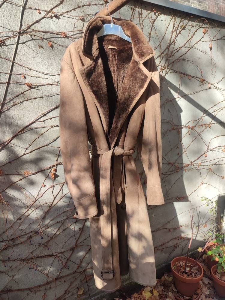 80's Rupp & Taureck couture Shearling Coat | Vintage long brown heavyweight winter jacket| Unisex Winter Coat| Men's Winter Coat