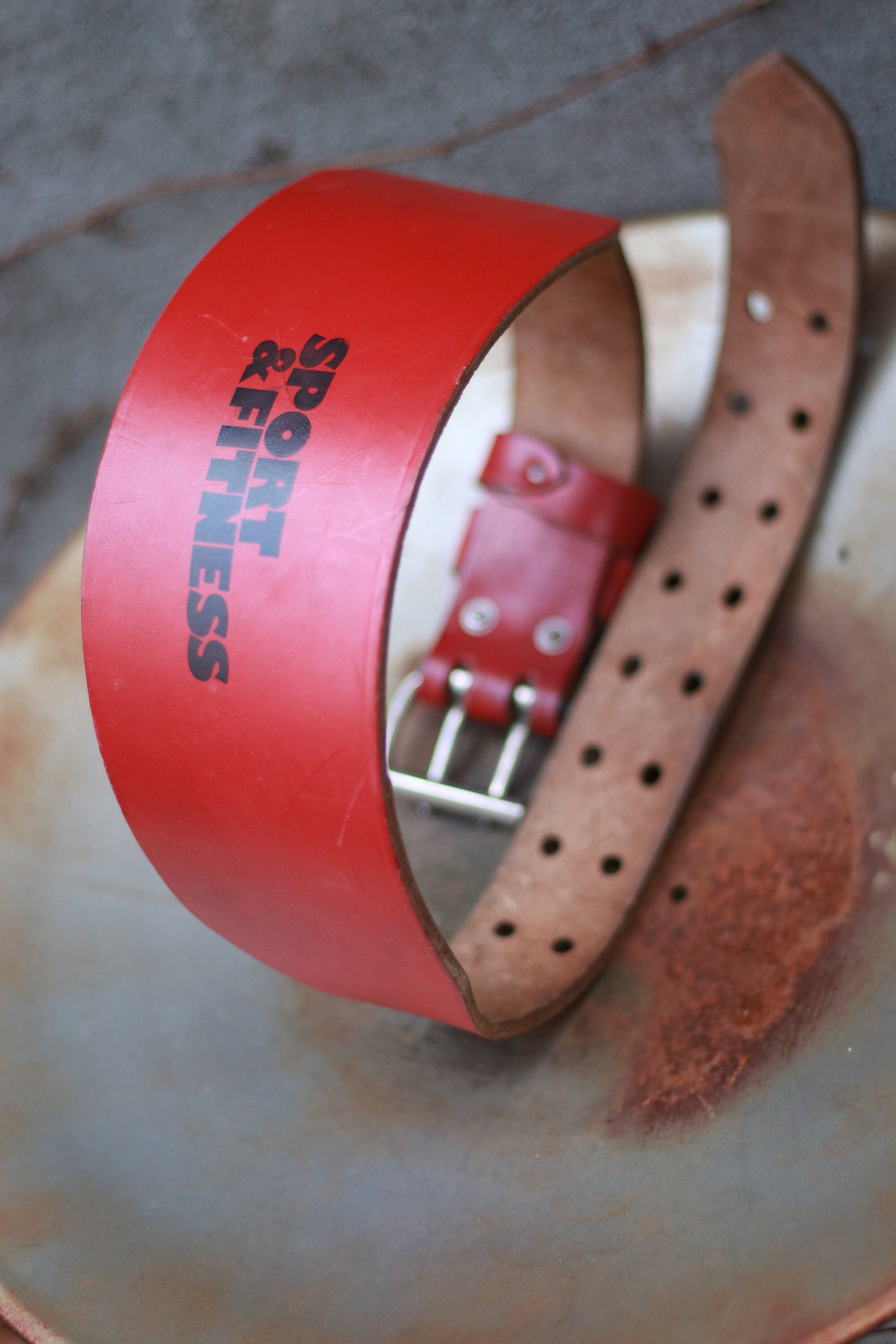 Vintage Leather Oversized Belt | Red statement waist belt