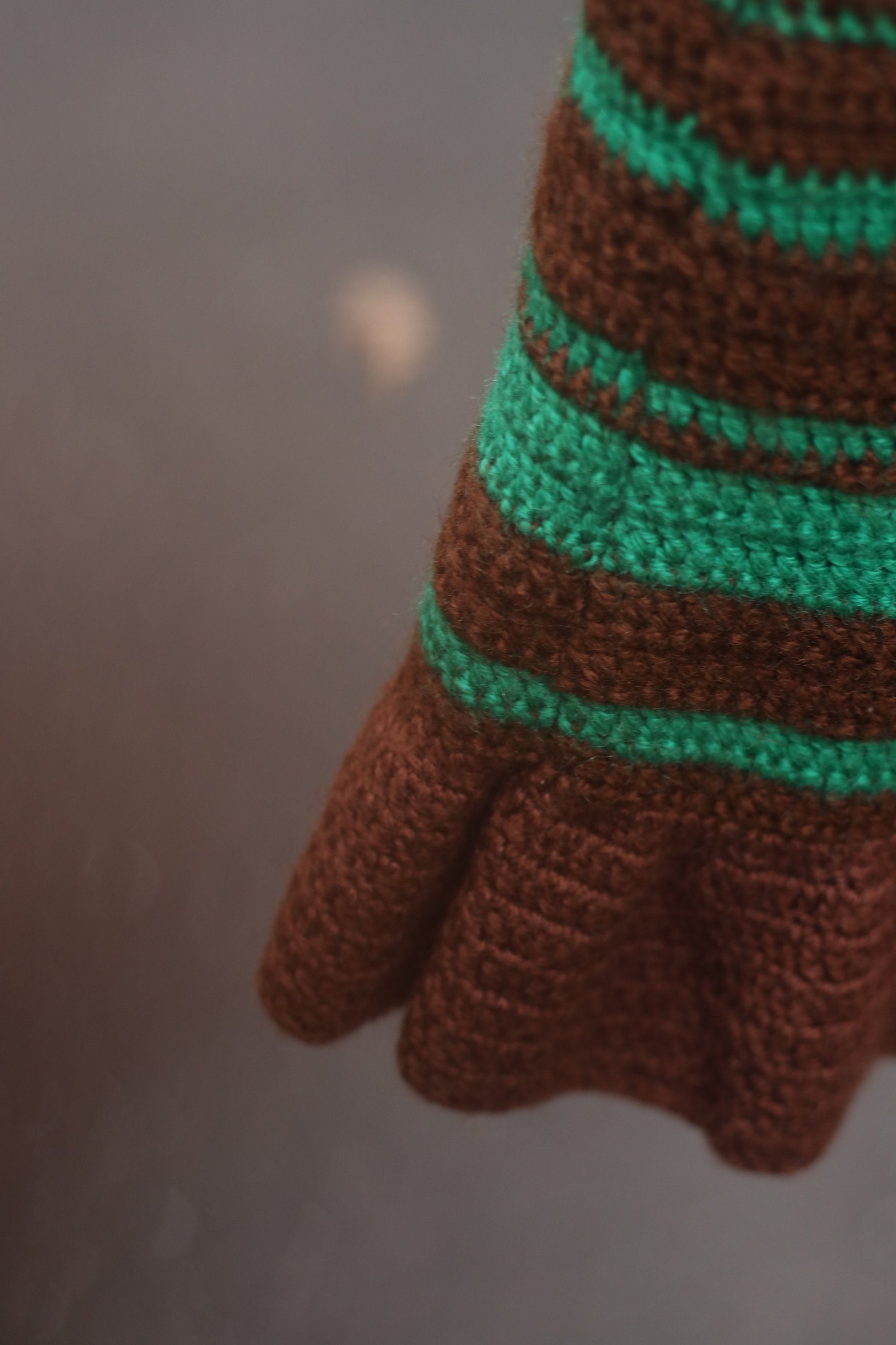 Vintage Green Knitted Skirt 70s handmade skirt in brown and green with striped motif