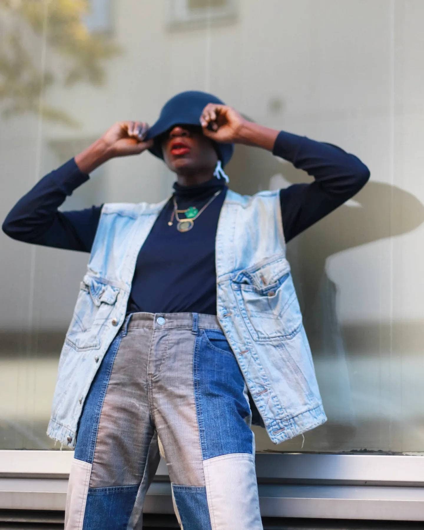 Y2K Patchwork Denim | Vintage blue jeans denim and corduroy with patchwork details