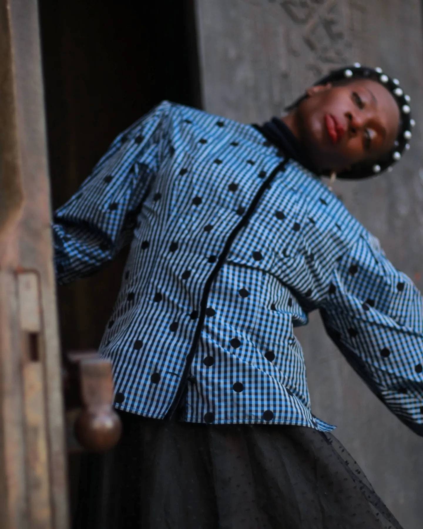 Vintage Franco Bogani Polka Dotted Blazer | 80s Blue and Black Quirky Design Made in Italy