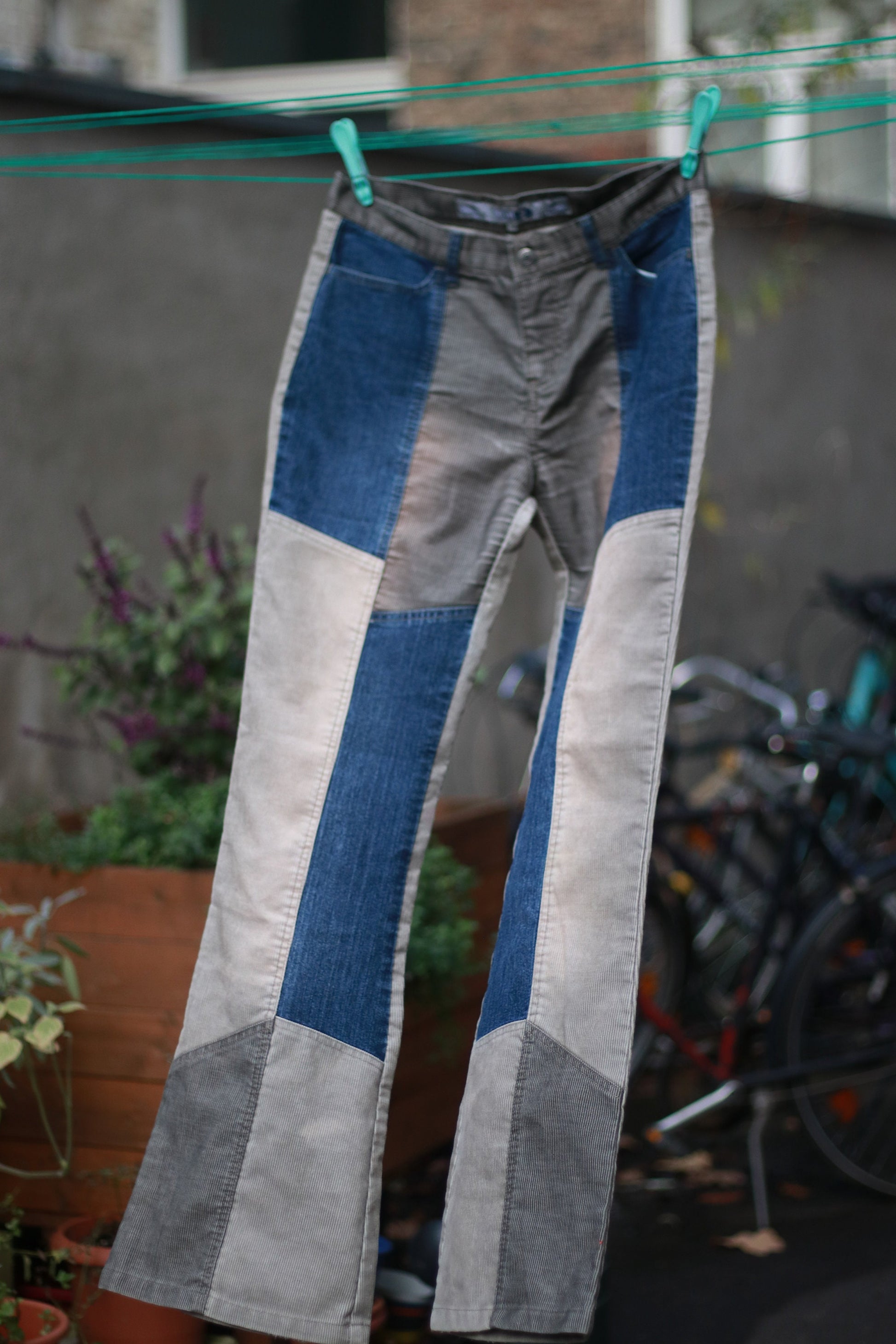 Y2K Patchwork Denim | Vintage blue jeans denim and corduroy with patchwork details