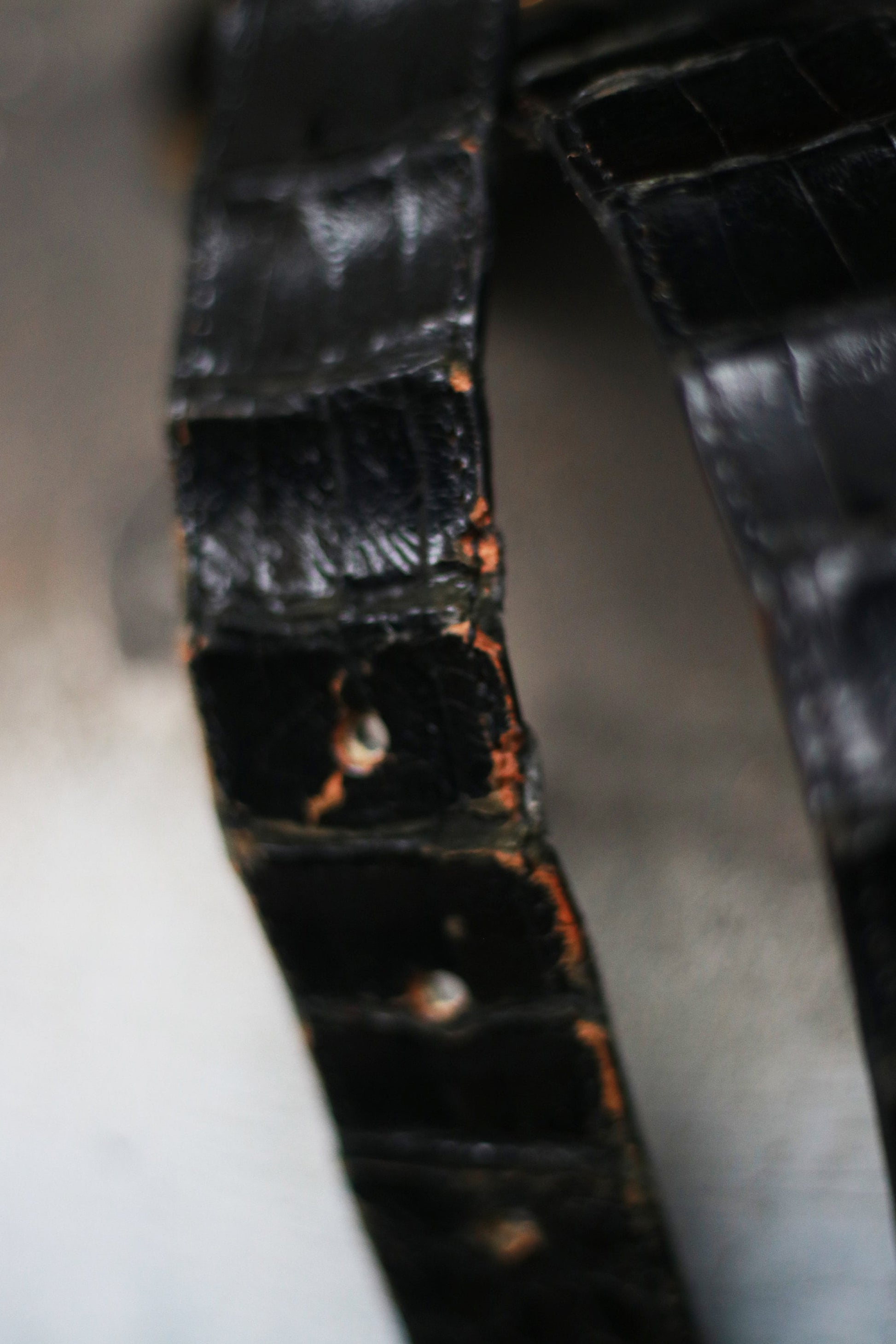 70s Black Exotic Skin Belt Vintage Minimalist Design