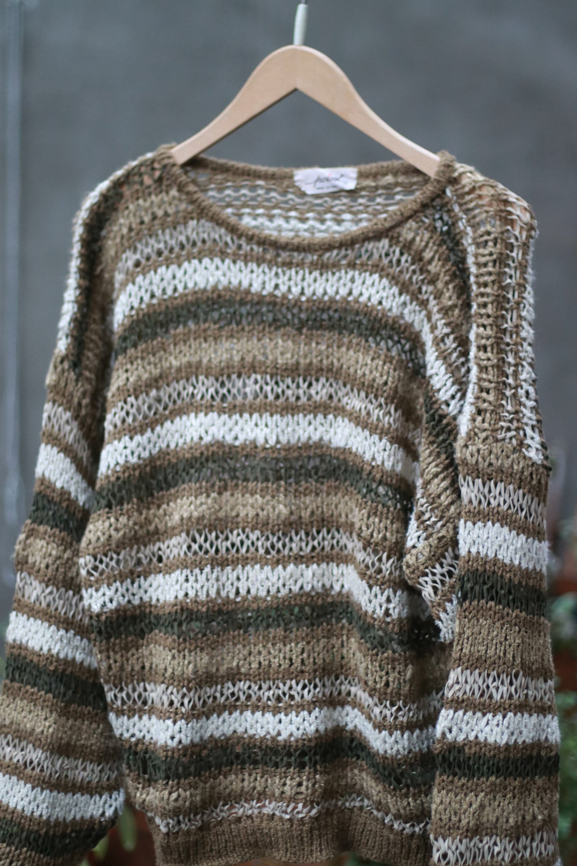 Vintage Point Green and Brown Knit | 90s sweater Made in Italy
