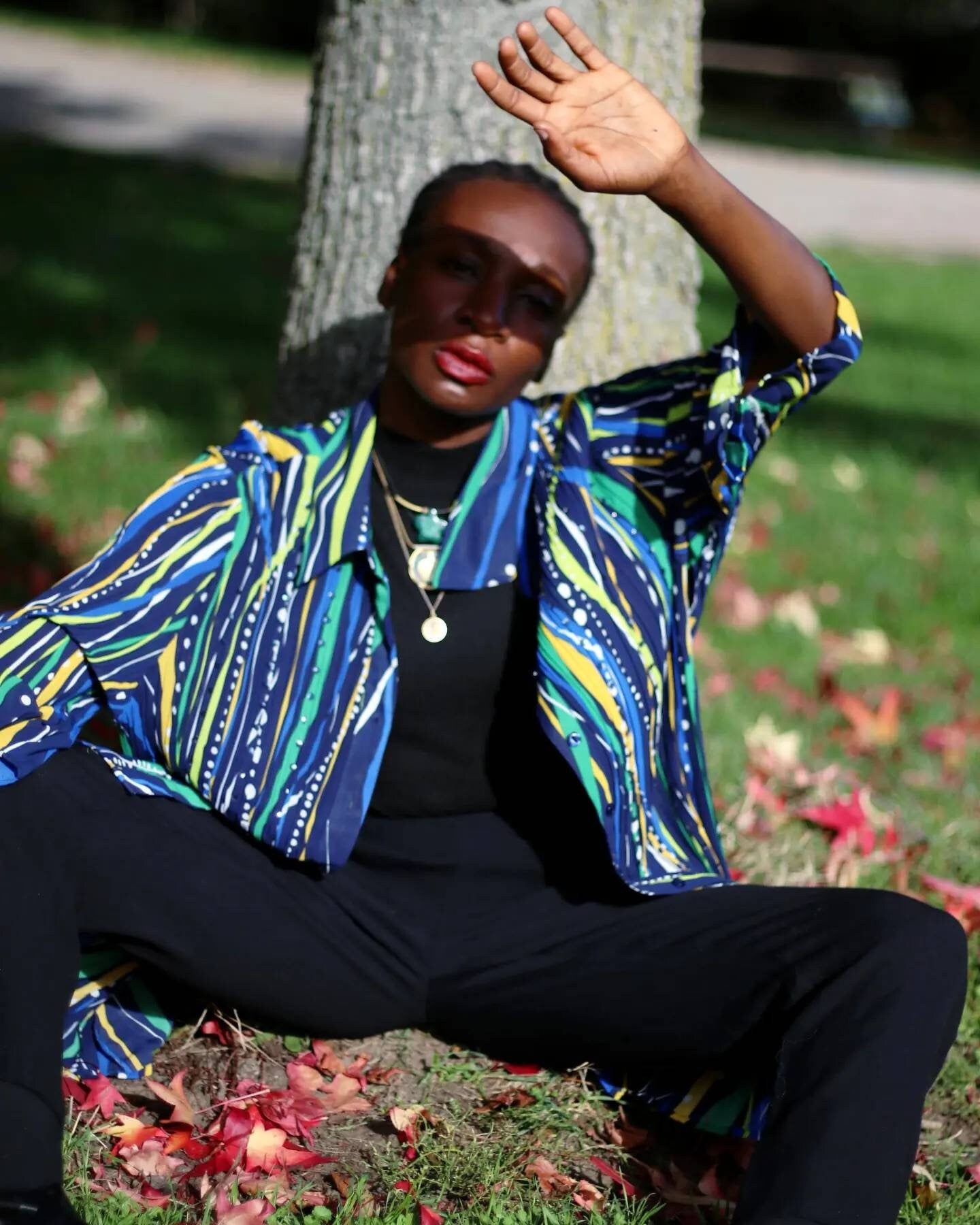 Vintage Maggie Barnes Swirly Print Blouse | Colorful Buttoned down Shirt with Abstract Print
