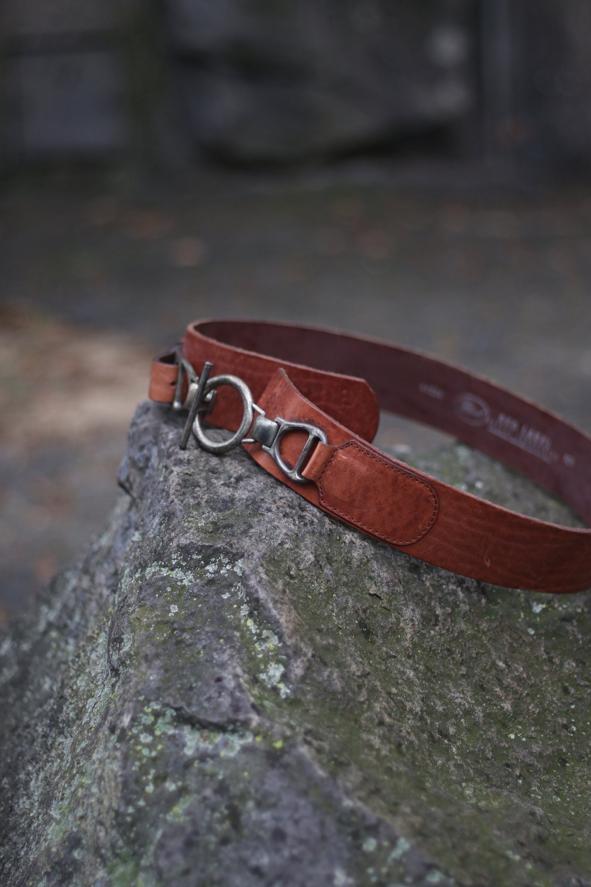 90s Red label Petrol Industries Leather Belt| Vintage Statement Brown Waist belt with copper colored details