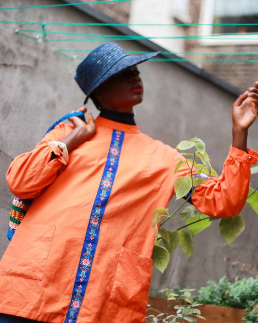 Vintage Handmade Shirt | 70s Bohemian Chic Orange Long sleeved Blouse