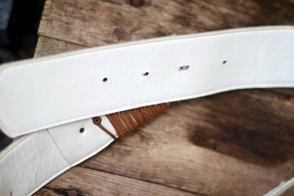 Western inspired white leather belt| Vintage belt with beaded details