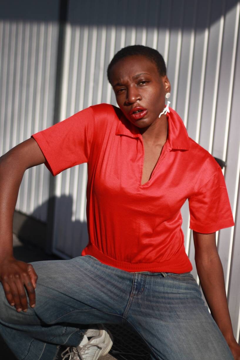Y2k Gabrielli cropped red top| Vintage short sleeved minimalist cotton Summer design