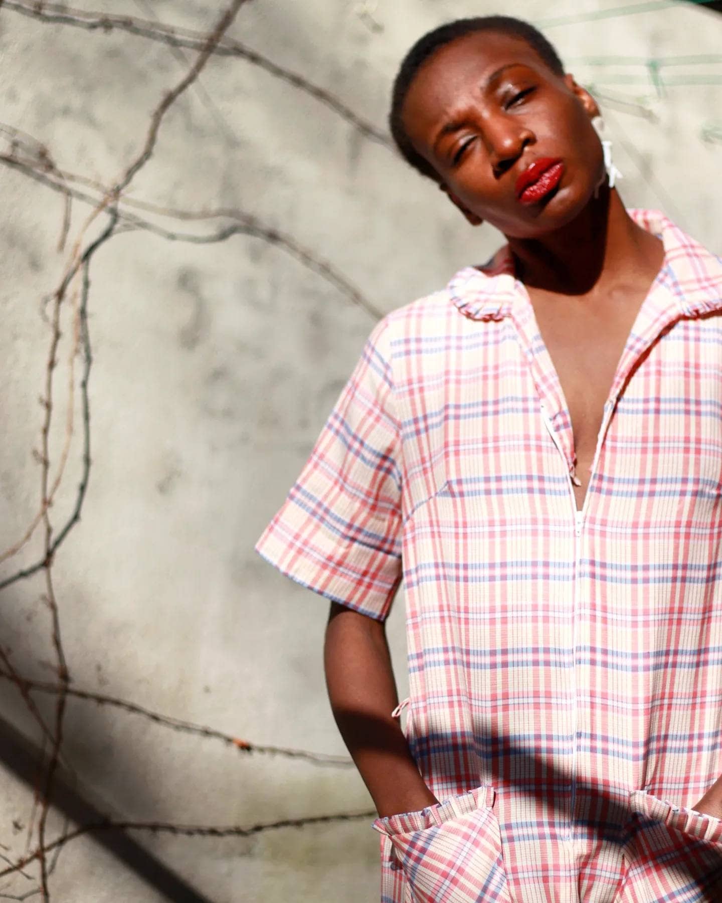 Zip & Dash 90s plaid Summer Dress| Vintage checkered dress in red and cream with feminine details