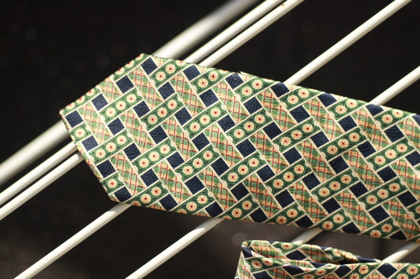 90s Carlo Cardini Green Tie Vintage silk tie| 90s geometric tie