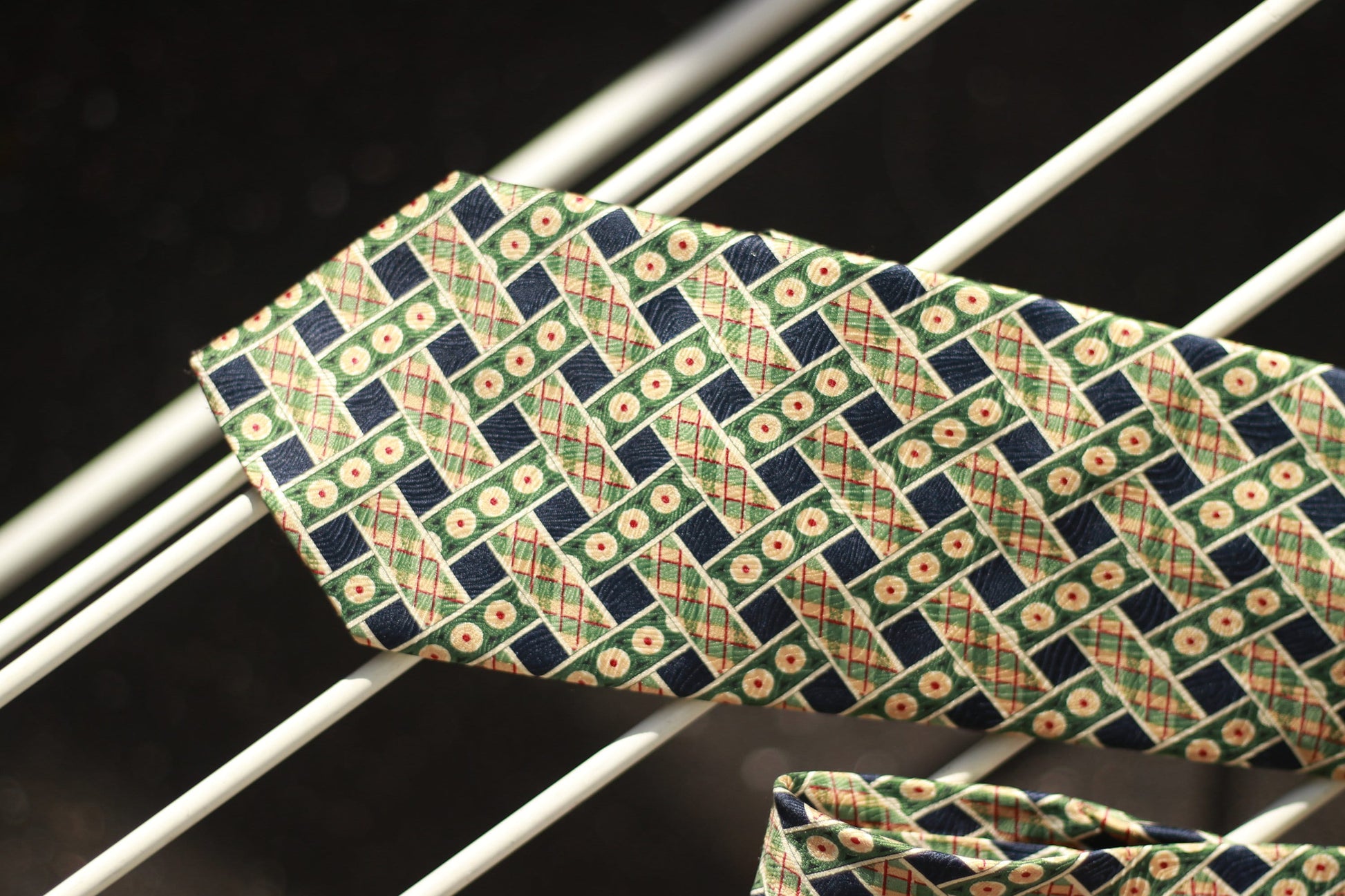 90s Carlo Cardini Green Tie Vintage silk tie| 90s geometric tie