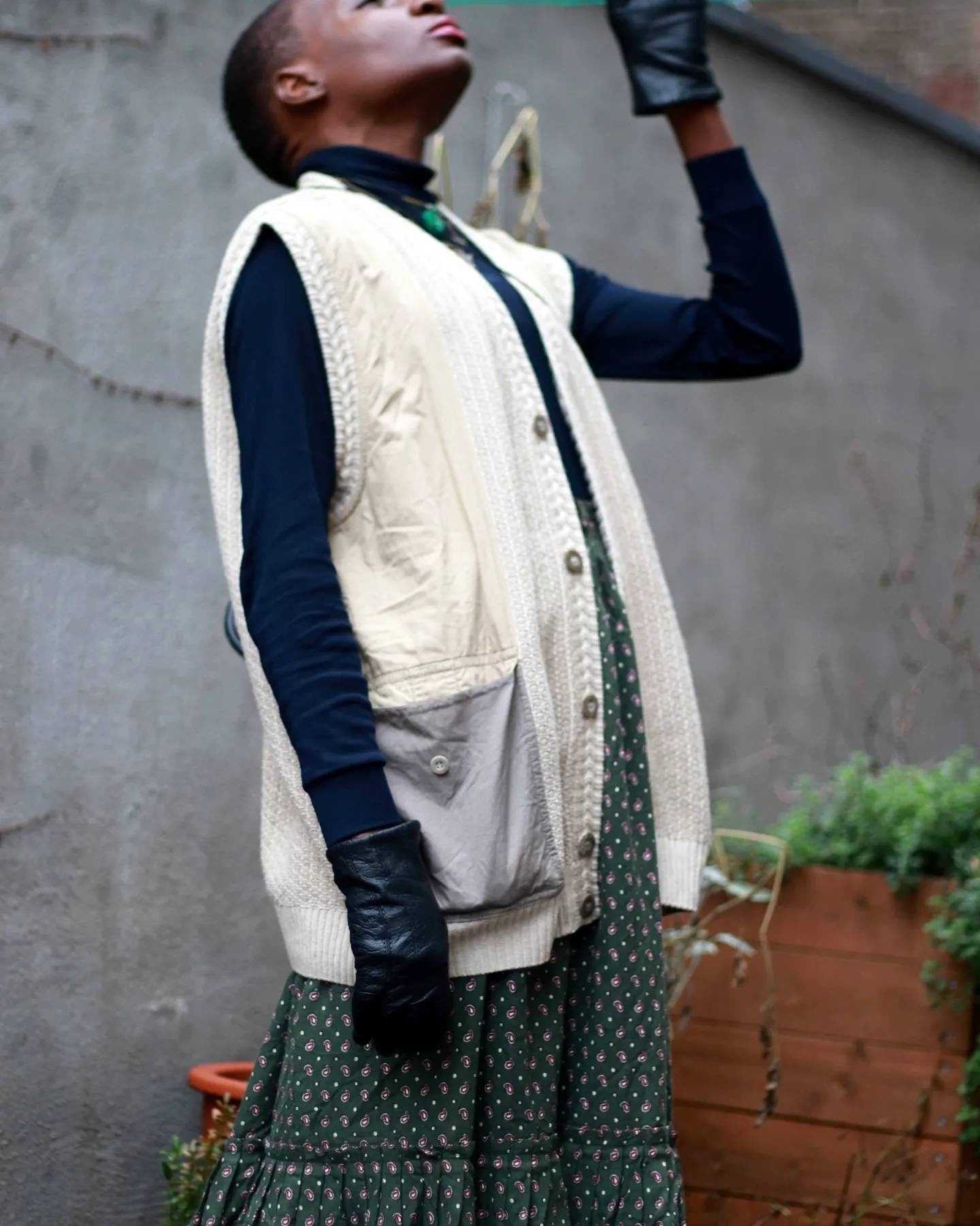 80s Thomas Lloyd Mix Media Vest | Vintage Monochrome Western Country-inspired Vest with pockets