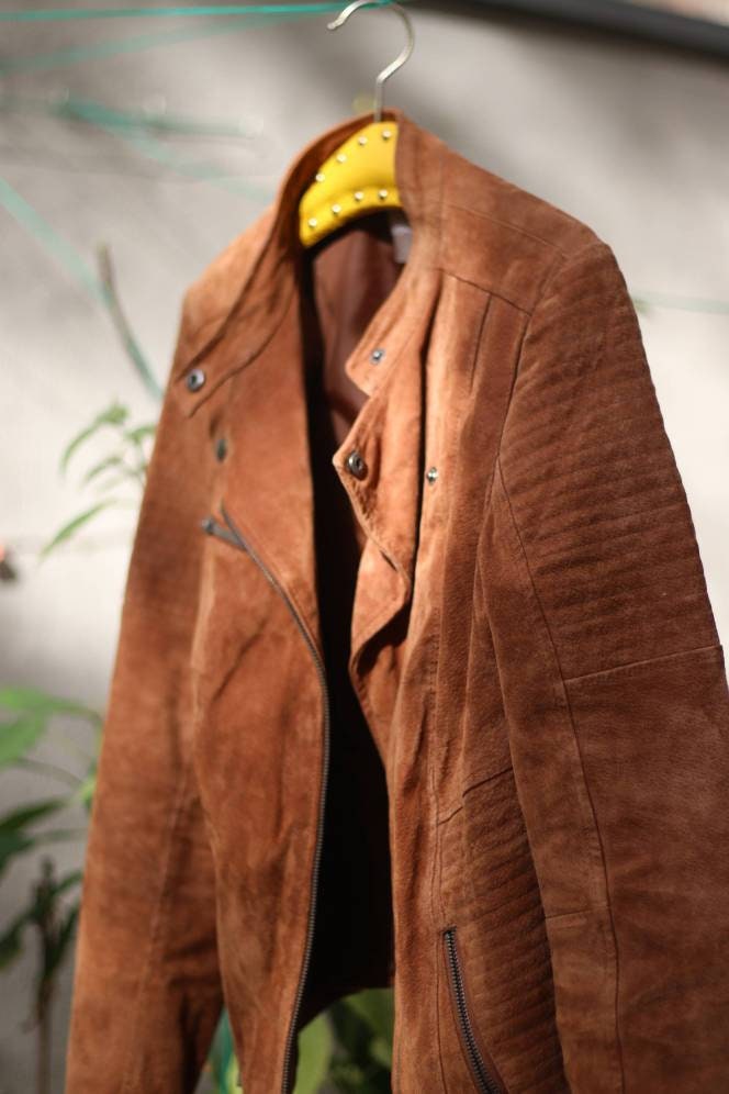 Vintage Orsay brown suede jacket | 90s spring suede like coat | Capsule collection monochrome minimalist jacket