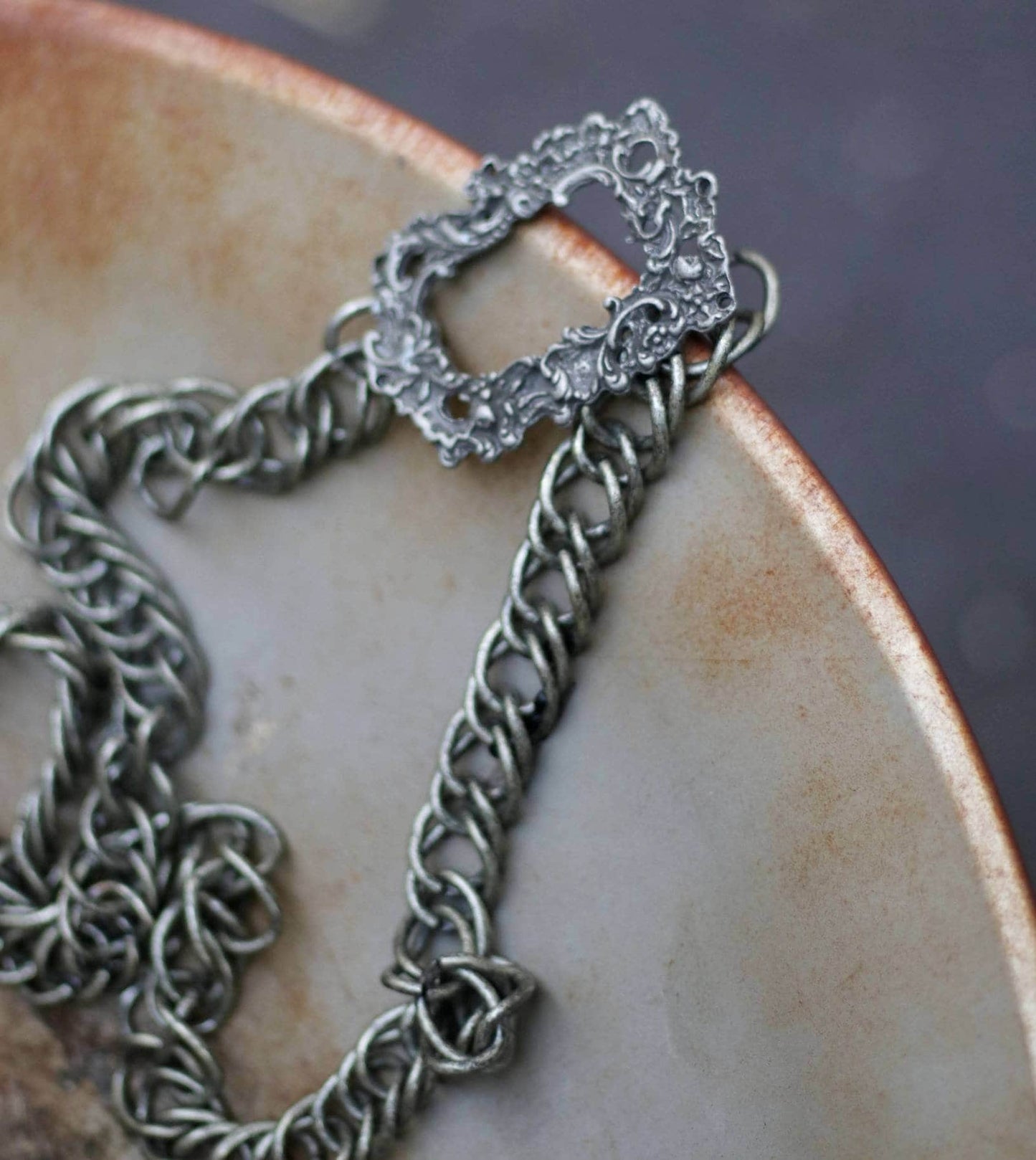 Vintage Chain link belt | Opulent 70s silver colored belt