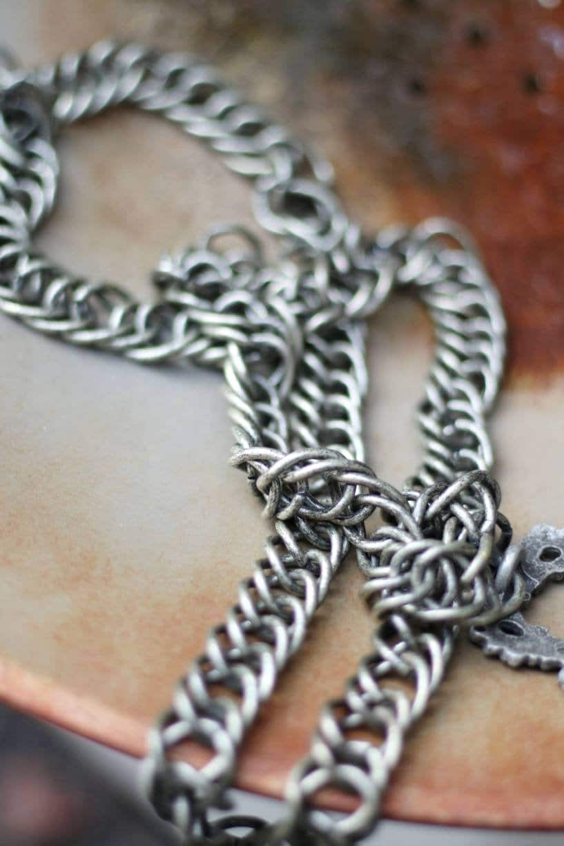 Vintage Chain link belt | Opulent 70s silver colored belt