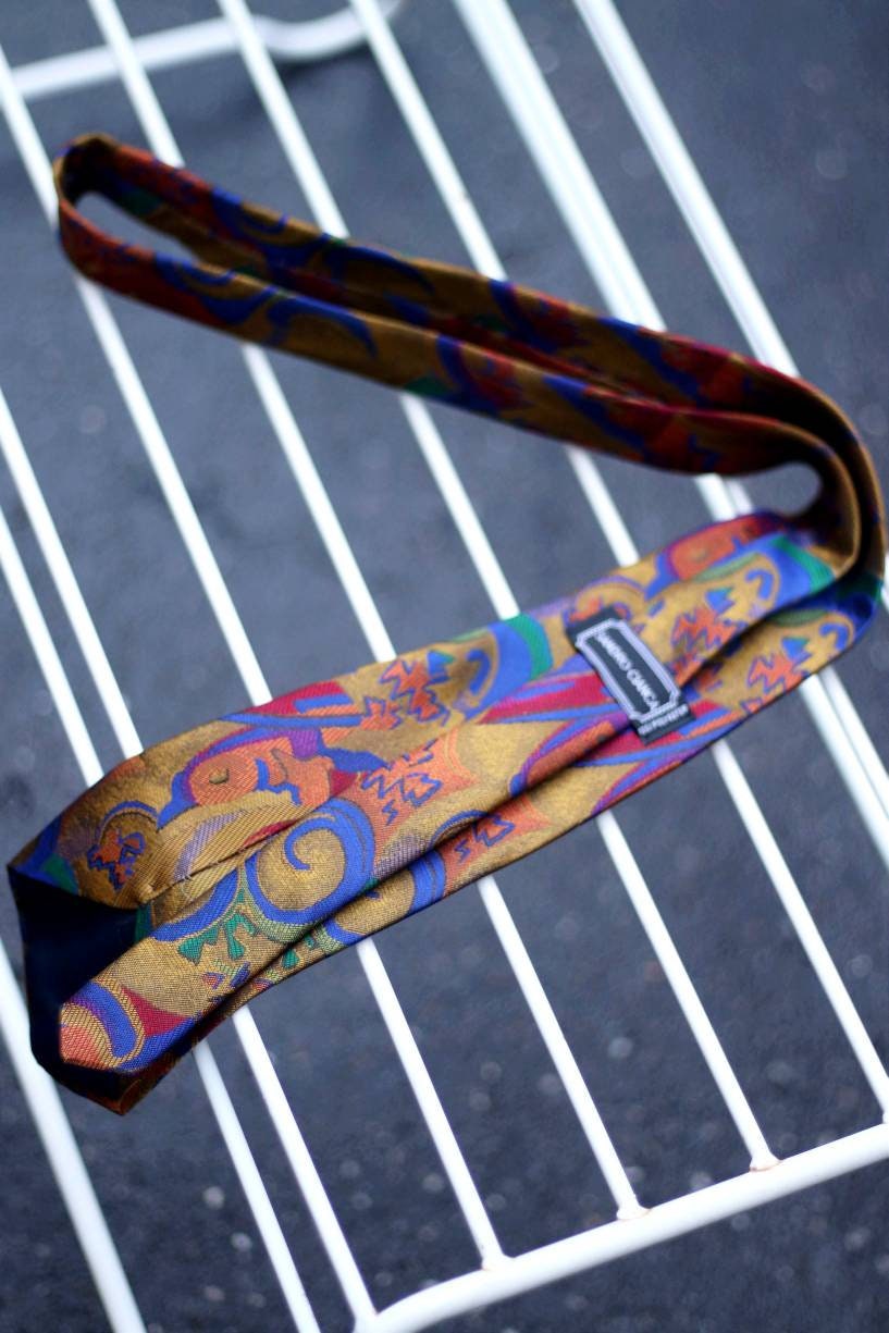 Vintage artsy necktie | 90s colorful Sandro Cianca tie with abstract print | Unisex on trend tie