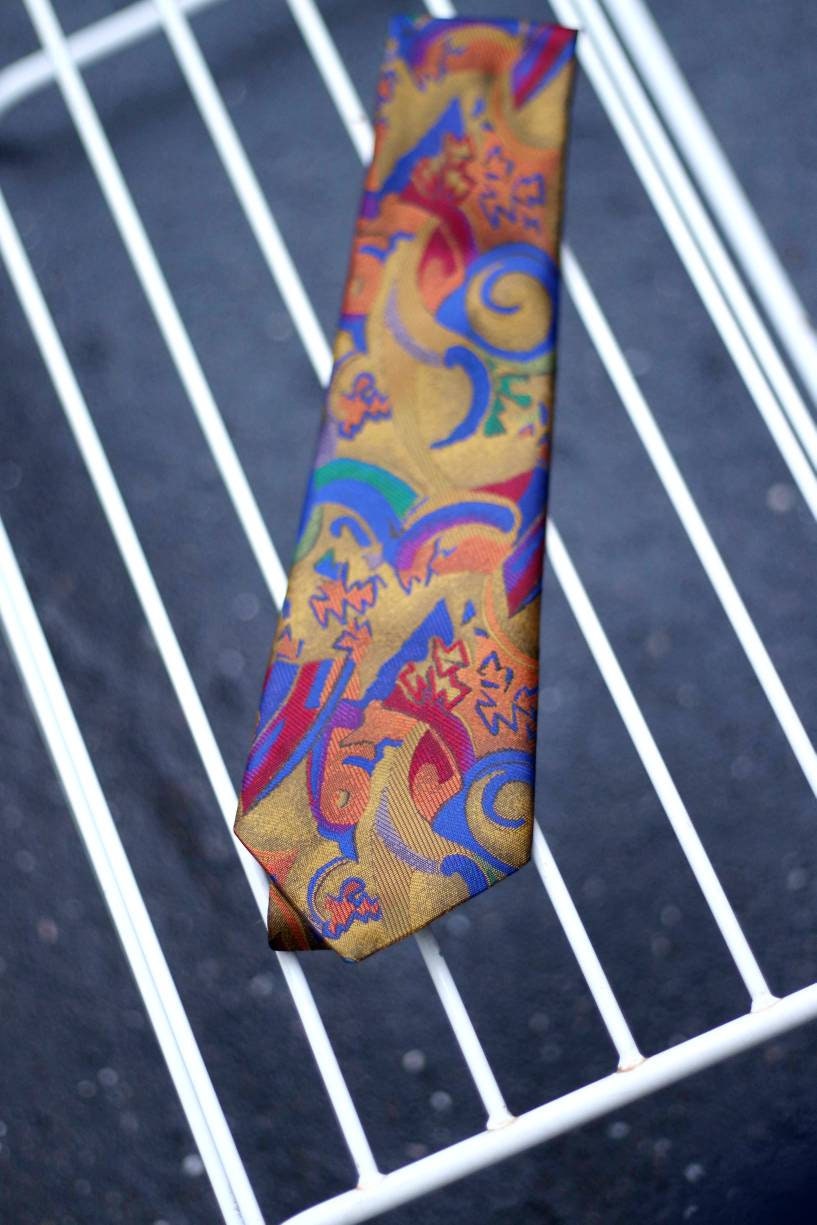Vintage artsy necktie | 90s colorful Sandro Cianca tie with abstract print | Unisex on trend tie