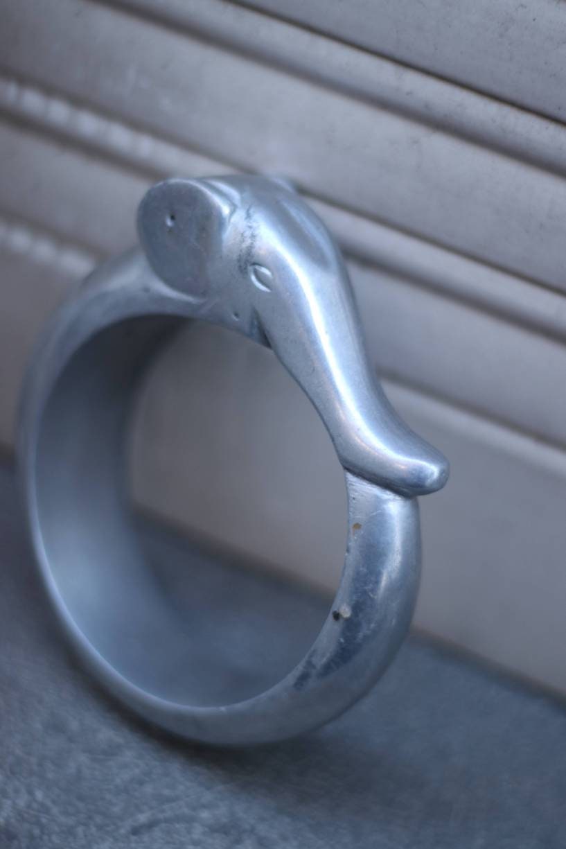 70s rare elephant shaped silver bracelet| Vintage handmade unique jewelry
