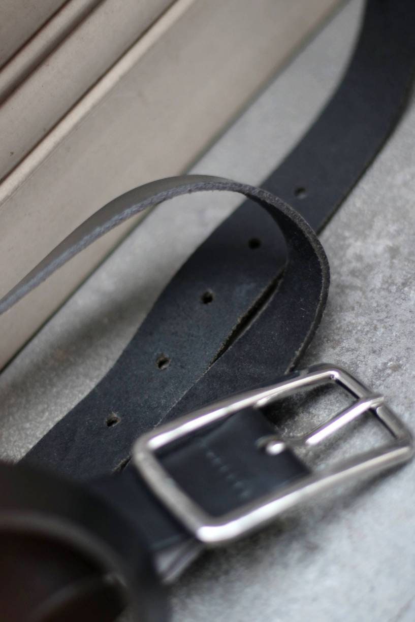 90s St.Olivier belt| Classic Vintage black belt with silver buckle