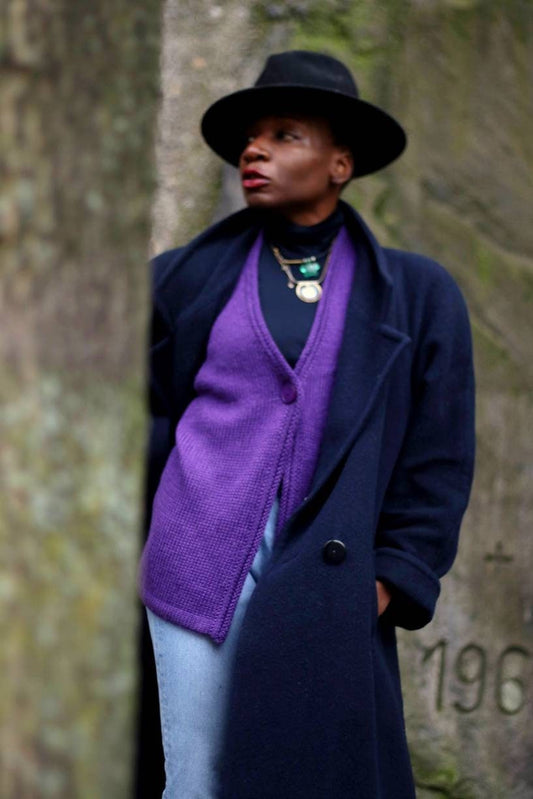 90s Peter Hahn| Vintage Knitted Purple Vest| 90s bold sleeveless vest