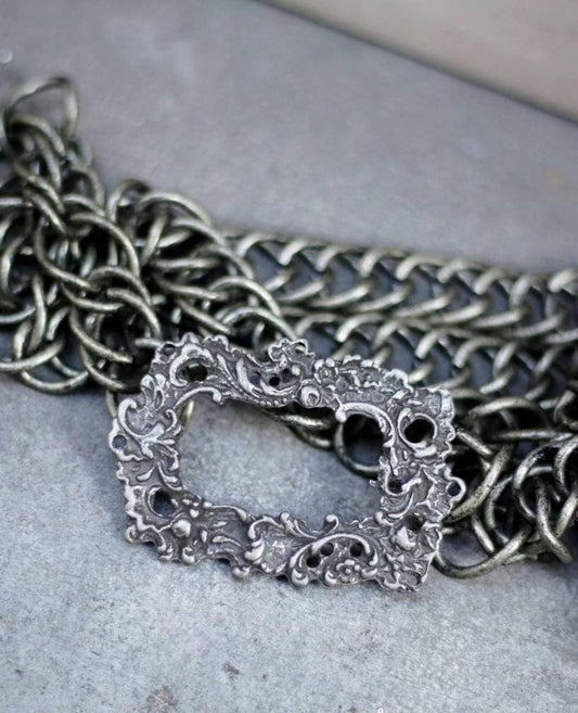 Vintage Chain link belt | Opulent 70s silver colored belt