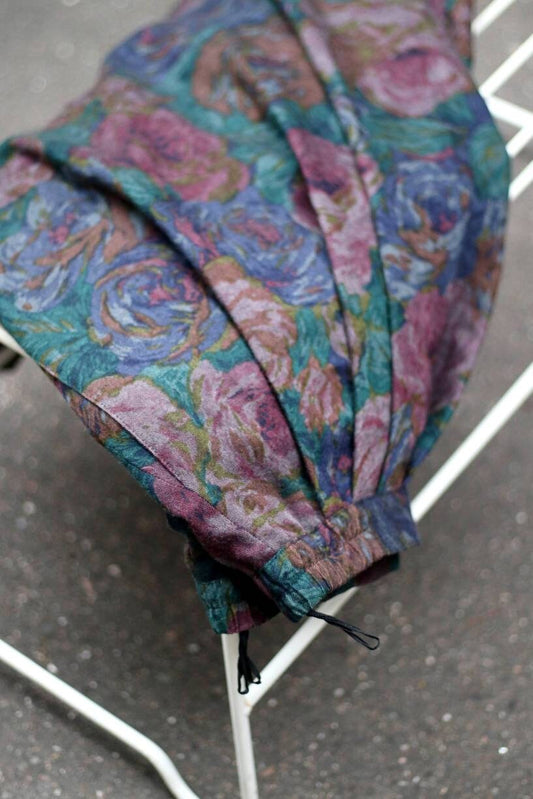 80s Lady H Peter Hahn Floral Print Skirt | Vintage purple cottage core pleated bohemian wool design