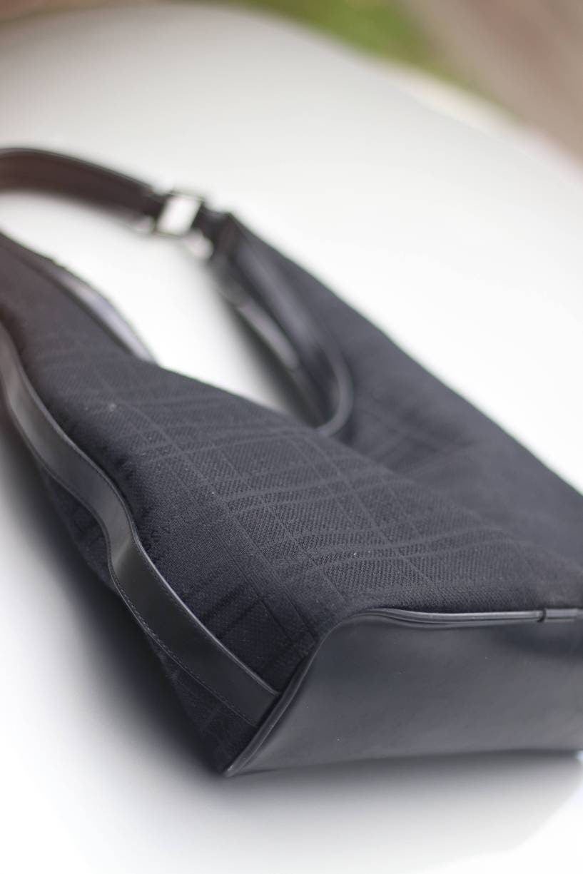 y2k Blassport shoulder bag | Vintage minimalist black logomania handbag| Purist hobo canvas back