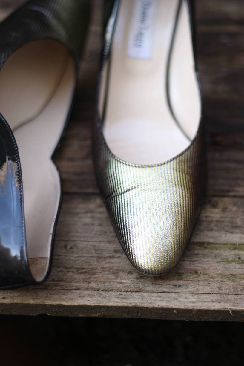 Vintage Donna Laura Venezia Heels| 80s Ombre Pumps in gold and black