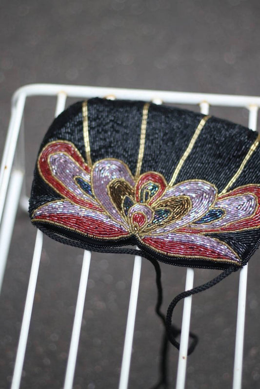 90s sequined bag | Vintage party bag in red and gold.
