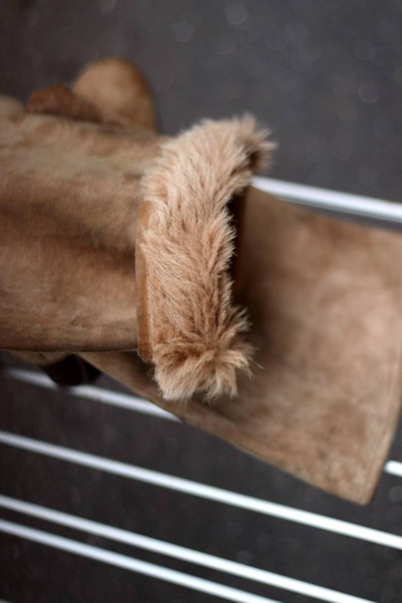 70s suede knee length boots |Vintage minimalist classic brown boots with textured lining